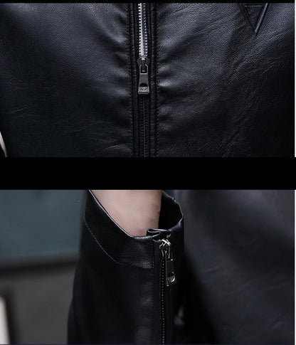 Mens Biker Leather Jacket 2023 Autumn New Men's Fashion Trend Decorative Motorcycle Leather Coat