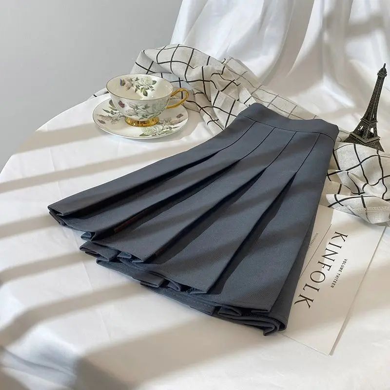 Plus Size High Waist Black Pleated Mini Skirt Sweet School Uniform Style A- Line plus Size Skirt Spring Summer Autumn Small F...