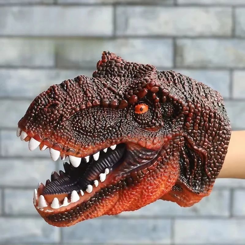 Fantoches de Mão Cabeça de Dinossauro Brinquedo Modelo T-Rex Mundo dos Dinossauros Modelo Animal Bonecos de Ação Brinquedo de Coleção para Crianças Presentes de Brinquedos de Pelúcia