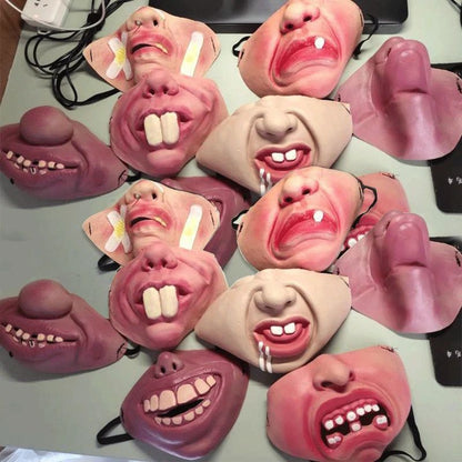 Funny Latex Half Face Masks Adult Clown Mask Horrible Masks Humorous Funny Elastic Band Faced Mask Halloween Party Cosplay Props