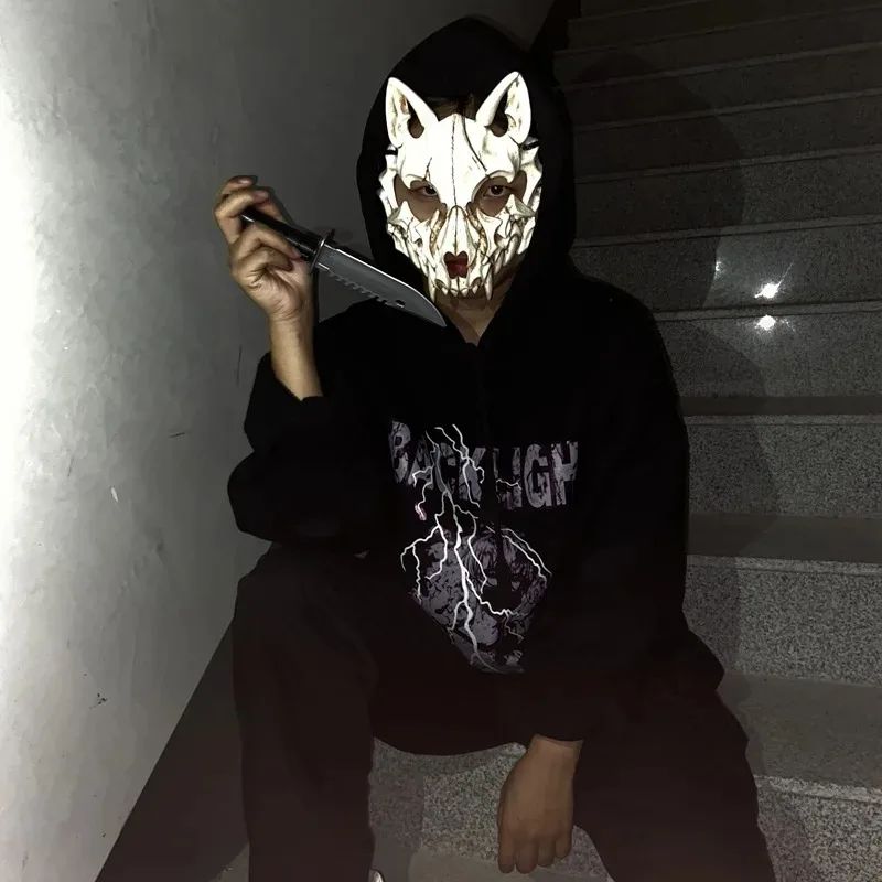 Party Skull Mask Long Teeth Demon Skeleton Half Face Mask Wolf Dragon Tiger Houjuu Nue Mask Cosplay Halloween Costume Props