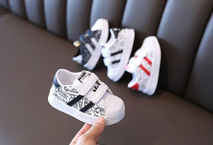 Children's Sneakers Kids Fashion Design White Non-slip Casual Shoes Boys Girls Hook Breathable Sneakers Toddler Outdoor Shoes