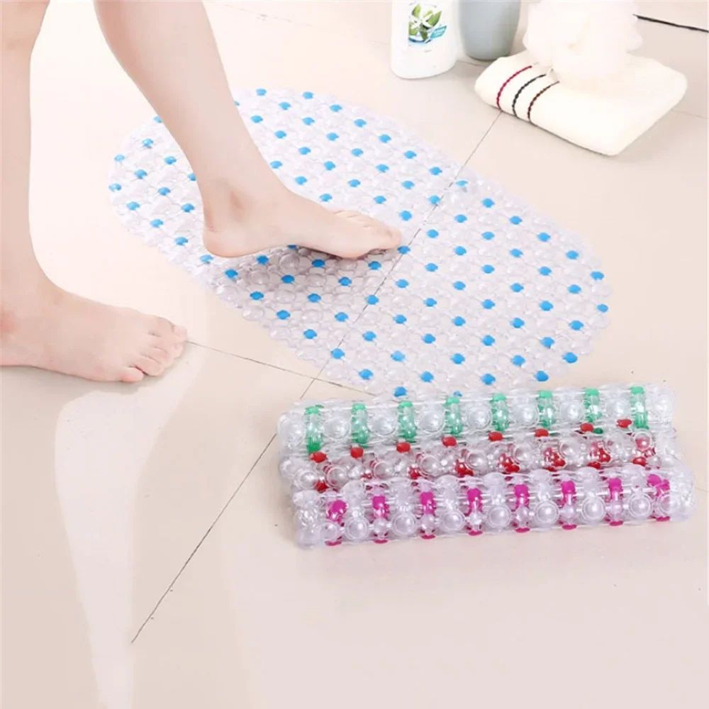 1pc Tapete de Banho Antiderrapante de PVC Retangular Macio para Chuveiro Banheiro Tapete de Massagem com Ventosa Antiderrapante Grande