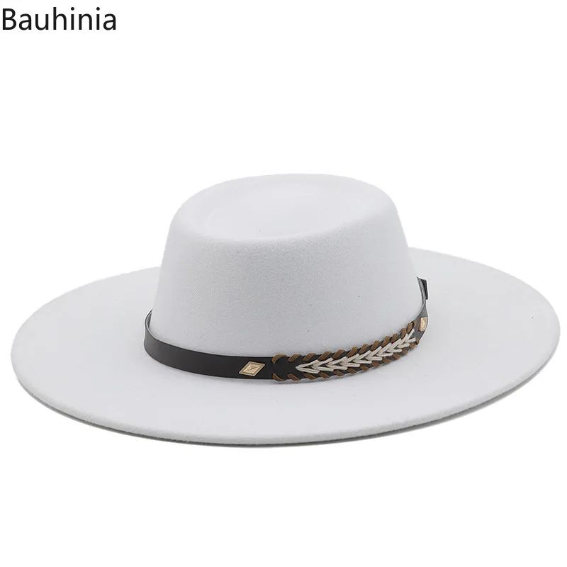 British Style Felt Fedoras Hats for Women9.5CM Wide Brim Men Formal Luxury Jazz Caps Bowler Wedding Dress Hat Chapeau Femme