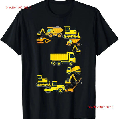 3rd Birthday Construction Truck Themed 3 Year Old Boys Kids T Shirt  vintage Washed Stylish designer clothes Slightly Stretched