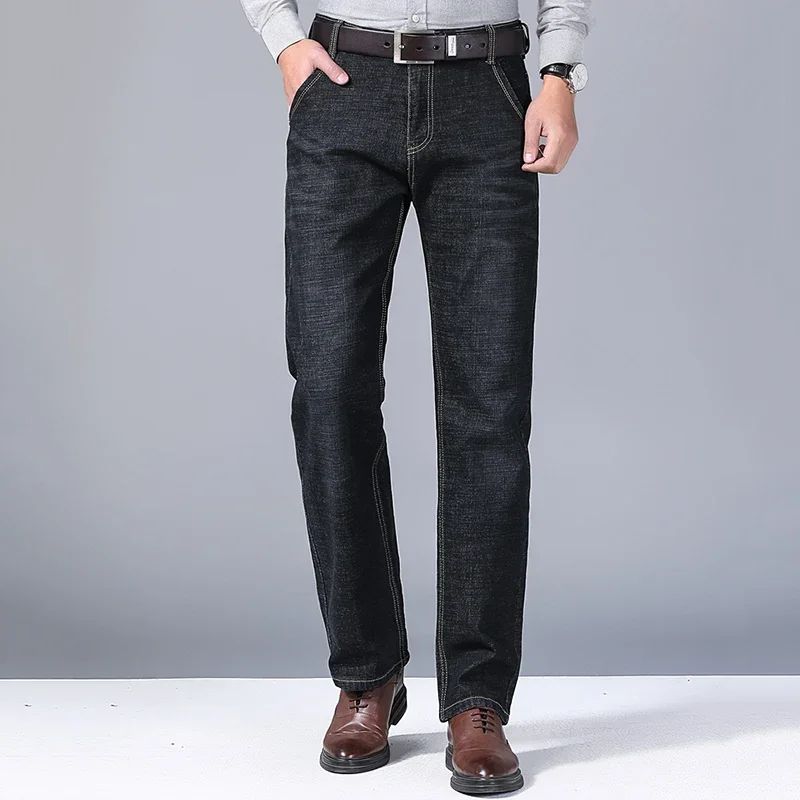Calça Jeans Masculina de Marca de Luxo Stretch Reta Casual Slim Fit Jeans Masculino Design Clássico de Negócios Calça Tamanho Grande