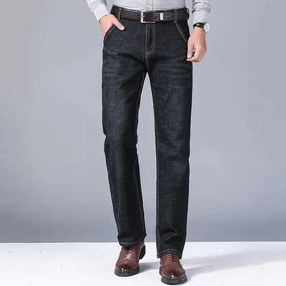 Calça Jeans Masculina de Marca de Luxo Stretch Reta Casual Slim Fit Jeans Masculino Design Clássico de Negócios Calça Tamanho Grande