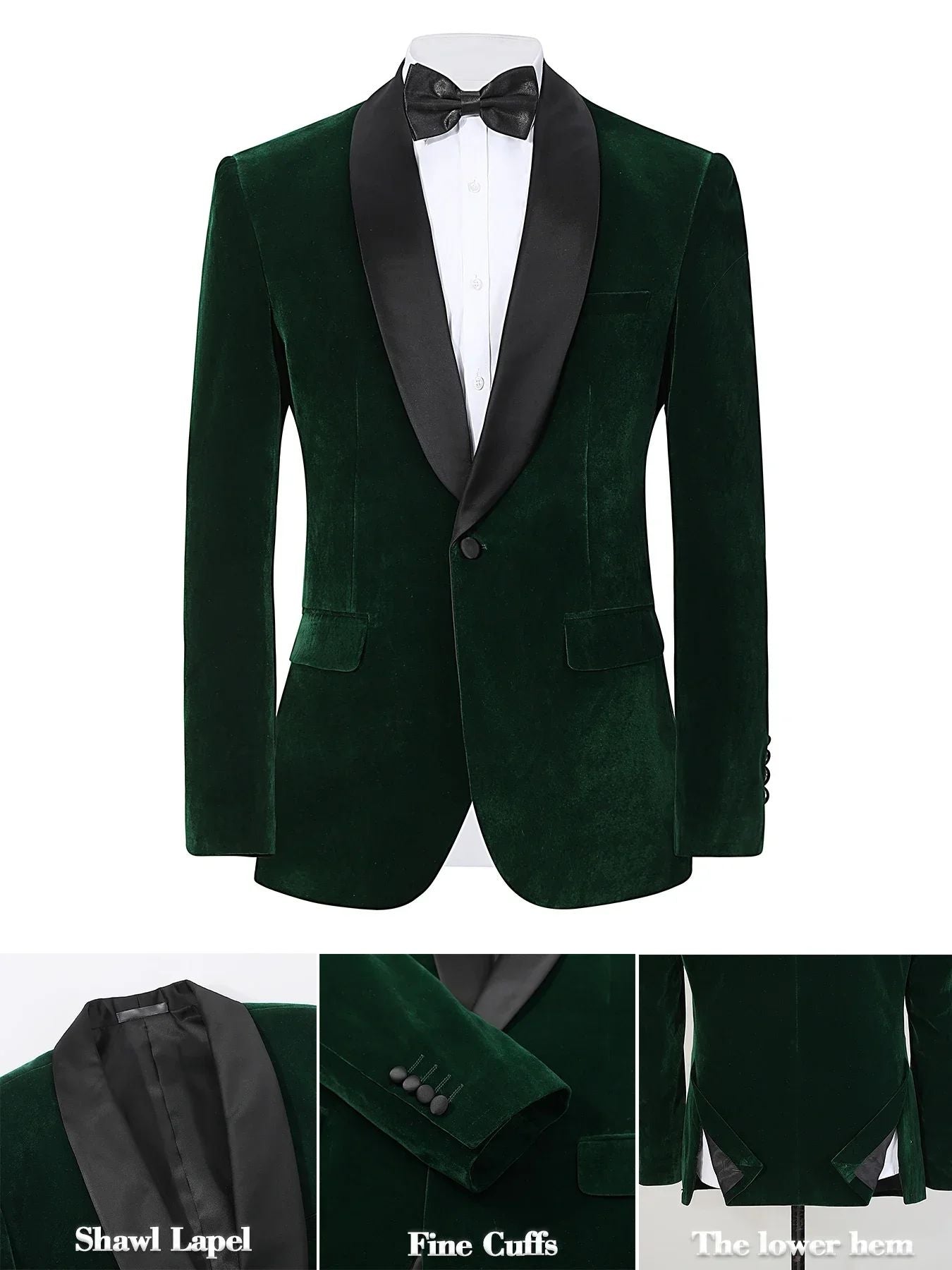?Velvet Elegance?Men's Single-Breasted Blazer | Long Sleeve Formal Jacket for Weddings, Business & Events