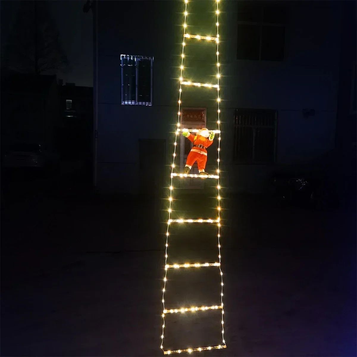 Christmas Decoration 2025 Santa Claus Climbing Ladder Room Decoration Home Outdoor Garden Cristmas Tree Ornement Gift LED