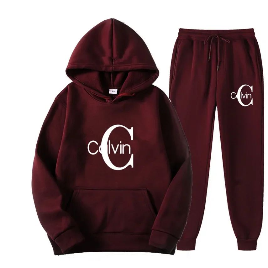 The new men's sportswear brand set of casual sportswear, men's autumn and winter set hoodie + long pants for warmth