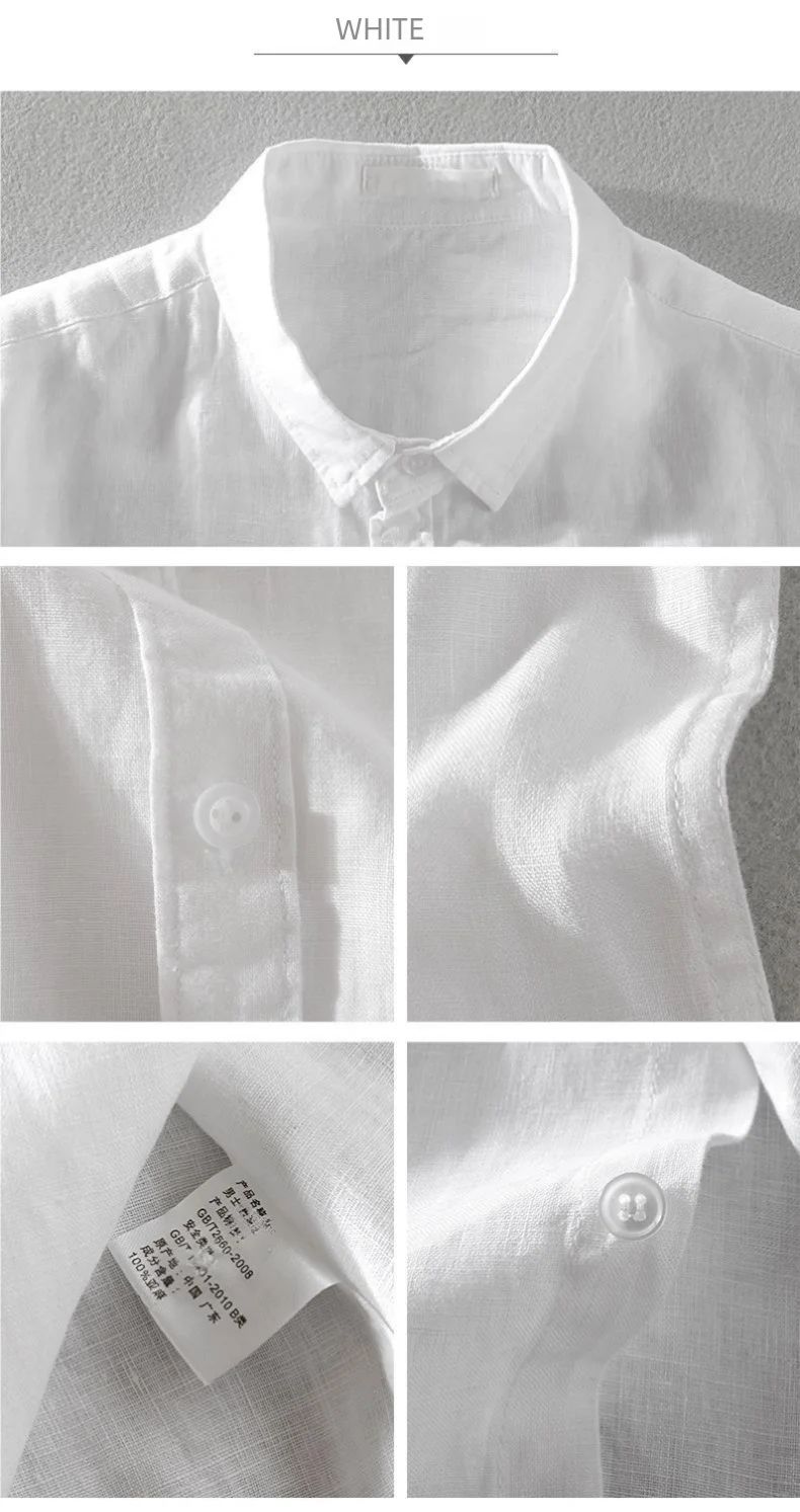 Short Sleeve Linen Shirt Men Simple Casual Retro Loose Style Youth Thin Basic Half Sleeve Cotton Linen Clothing