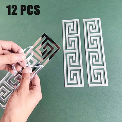 12pcs 20x5cm Acrylic Mirror Sticker Ceiling Edge Strip Self Adhesive Waist Line Wall Stickers for Living Room Corner Wall Decor