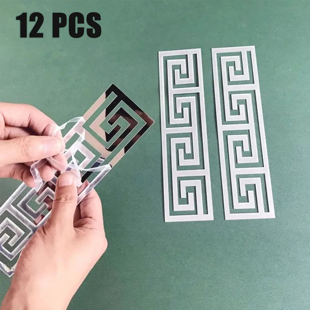12pcs 20x5cm Acrylic Mirror Sticker Ceiling Edge Strip Self Adhesive Waist Line Wall Stickers for Living Room Corner Wall Decor