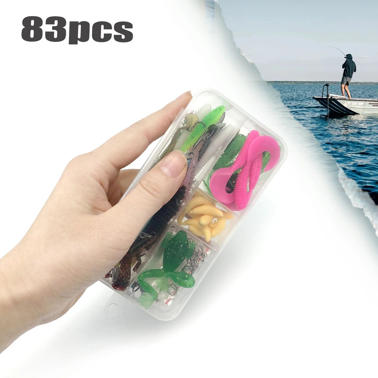 Kit de Iscas de Pesca 83/133/193/239/409 peças para Truta/Lúcio/Baixo, Conjunto de Iscas Múltiplas, Caixa de Pesca Profissional em Camadas