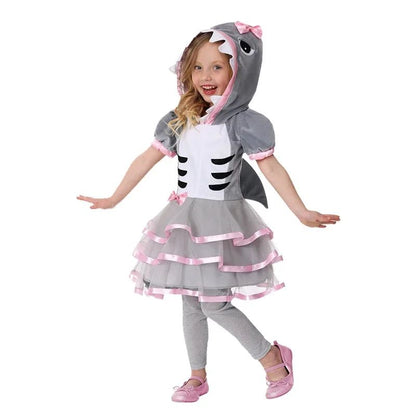 Shark Costume Boys Girls Grey Shark Cosplay Ocean Animal Theme Party Halloween Carnival Dress Kids Game Play Stage Performance