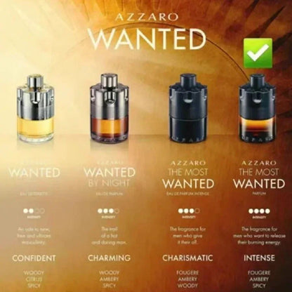 100ML For Azzaro The Most Wanted Parfum Charm Eau De Parfum Intense Spicy Woody Seductive Fragrance Date Lasting Perfume