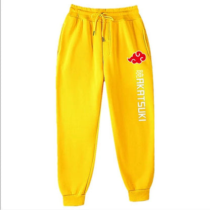 Calças de Moletom Akatsuki de Anime Mais Vendidas Calças de Lã Estampadas de Moda Masculinas Femininas para Corrida Hip Hop Roupas de Rua S-3GG