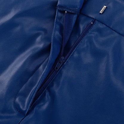 Women's Trousers Spring Fashion PU Leather Mid High Waist Lifting Hip Straight Leg Casual Women's Pants