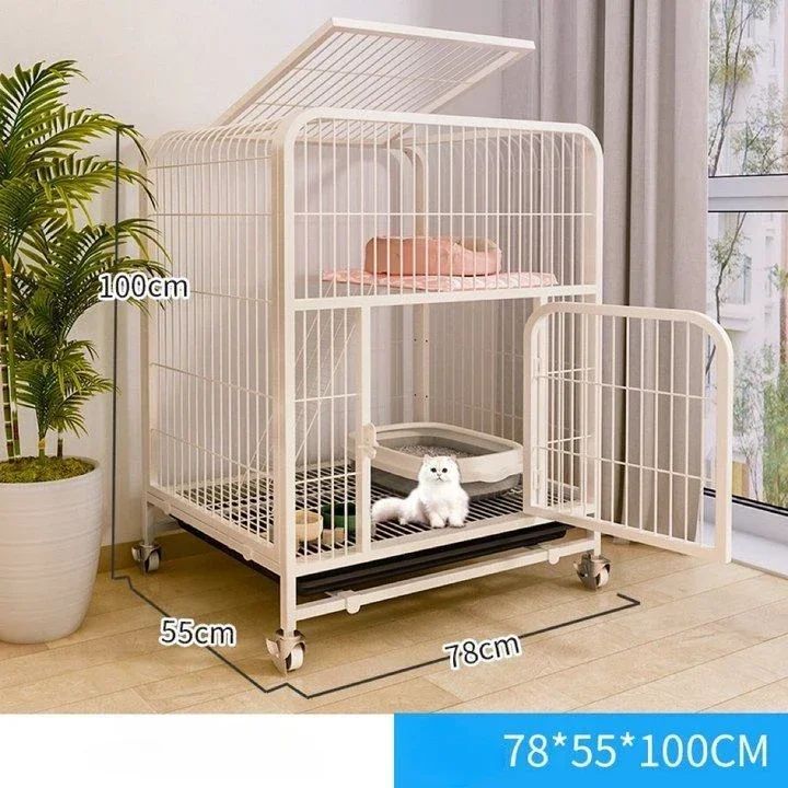 Villa para Gatos de Dois Andares Interna Extra Grande Espaço Livre Gaiola para Pets Casa de Escalada para Gatinhos Villas para Gatos Castelo para Gatos com Banheiro Integrado