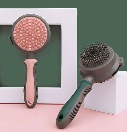 Cat Hair Removal Pet Brush Double Sided Massaging Retractable Self Cleaning Soft Pet Grooming Brush with Handle Pet Loose Hairs