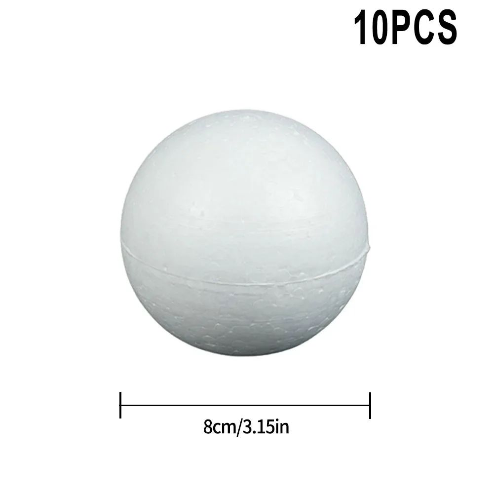 10pcs Solid Foam Ball Polystyrene Balls 50mm-100mm  Round DIY Accessory Handmade For Party Celebration Christmas Decoration