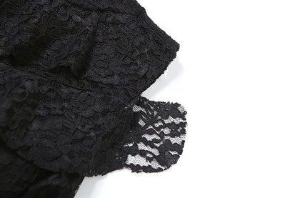 Sexy High Waist Lace Ruffles Skirts Women 2025 Spring Irregular Y2k Skirts Women Fashion Black Patchwork Party Clubwear Gothic