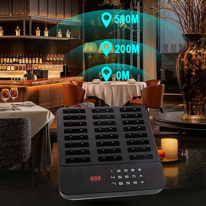 Wireless Restaurant Pagers Calling System 24 Coasters Buzzer Vibrator Bell Receivers For Food Truck Bar Coffee Fast Food Hotel