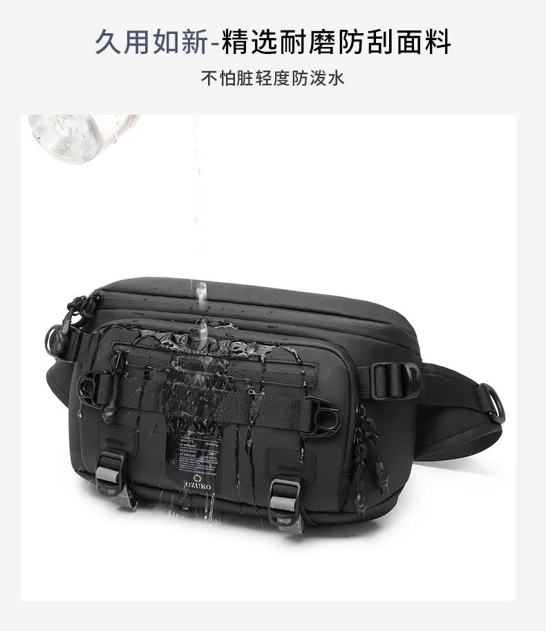 OZUKO  Tactical bag Fanny Pack Outdoor Sports Tactical  Multifunction Waterproof Male Chest Bag Mens Crossbody Bags