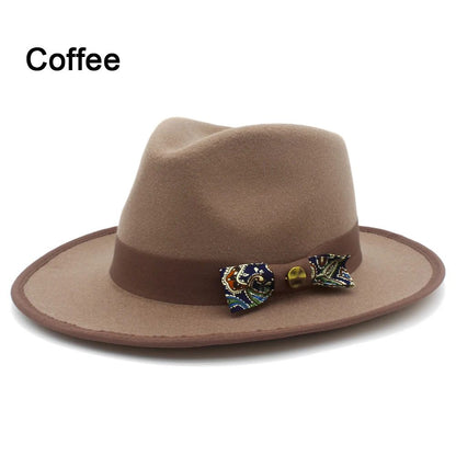 Men Women Fedora Hats Casual Vintage Autumn Winter Caps Bowknot Jazz Designed Outdoor Britain Derby Luxury Hat  Trilby Caps
