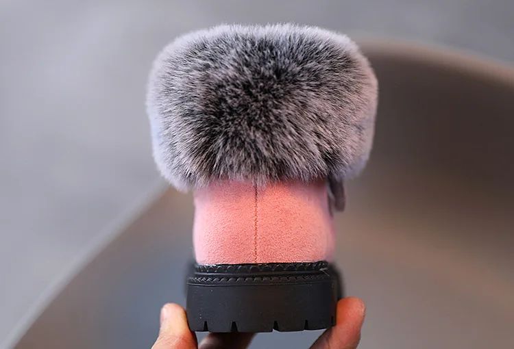 Winter Girls Boots Princess Snow Boots Leather Sport Shoes For Girl Children Warm Boots Fashion Soft Bottom Kids Sneakers