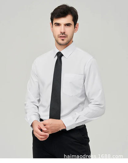 Iron-Free Long Sleeve Silk Smooth Drapey Wedding Shirt for Men Summer Business Formal Wine Red Large Size Men's Clothing