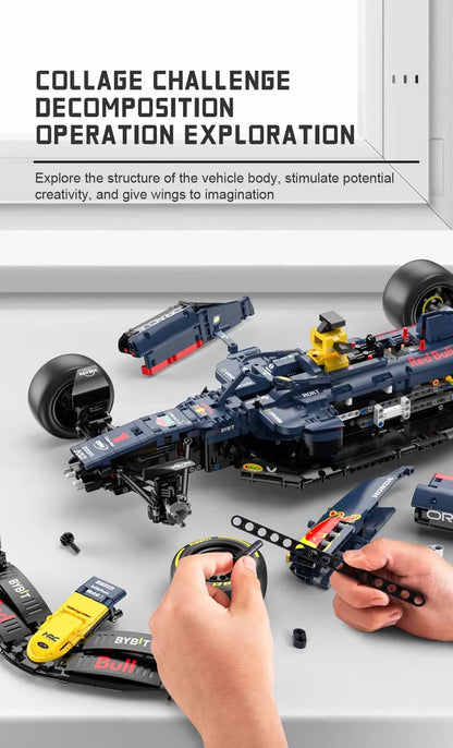 RASTAR 2509PCS 1:8 Technik F1 Redbull RB19 1. Max. Verstappen 11 Perez Racing Formula Blocos de Montar Modelo MOC Carro Tijolos Brinquedo