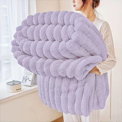 Striped Flannel Fleece Blanket Ultra-Soft Lightweight White Blanket Throw/Twin/Qveen/King Sizes Multi-Color For Bed Couch