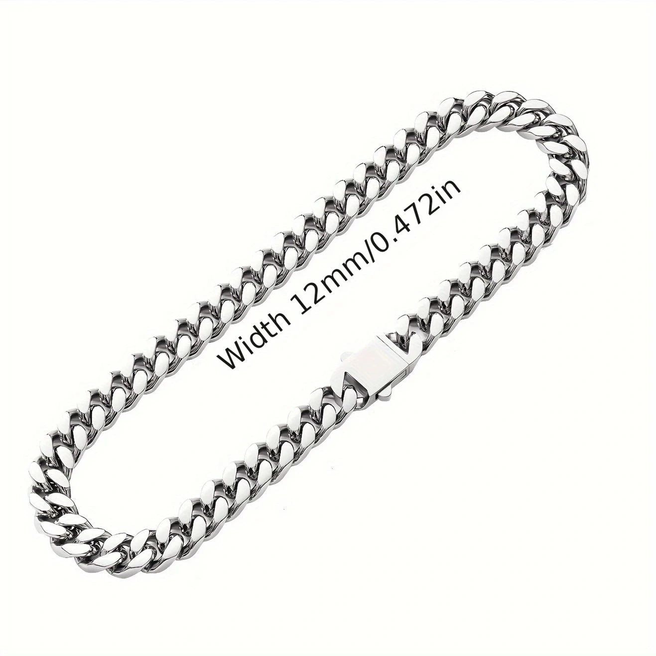 Pulseira Acessório Masculina de Aço Inoxidável 316 Banhada a Ouro 18k, Corrente Cubana Criptografada de 8, 10, 12mm, Estilo Miami Rap Hip Hop