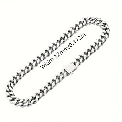 Pulseira Acessório Masculina de Aço Inoxidável 316 Banhada a Ouro 18k, Corrente Cubana Criptografada de 8, 10, 12mm, Estilo Miami Rap Hip Hop