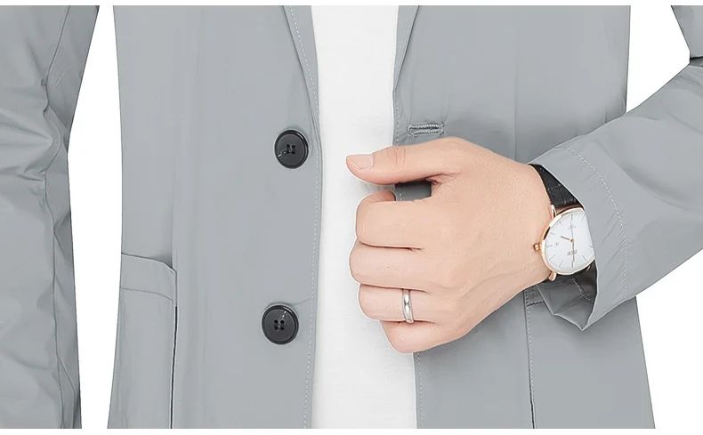 BROWON Brand Summer Men Blazers Gray Solid Color Thin Anti Wrinkle Quick Drying Soft Business Suit Blazer Jacket for Man