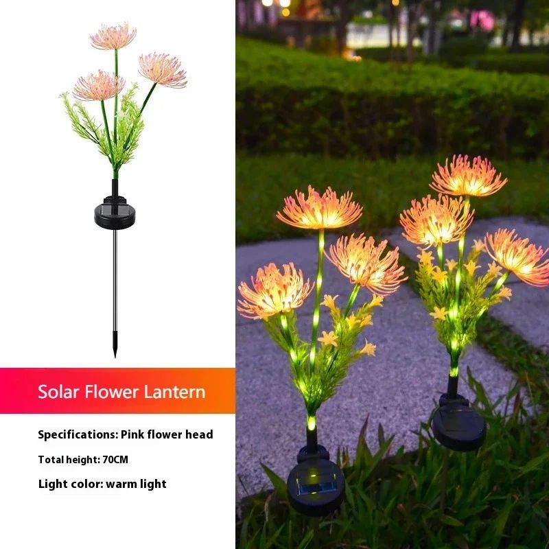 LED Solar Red Magic Lily Xmas Lights with 3 Heads Glowing Flowers Stems Outdoor Seashore Yard Garden Lawn Decoration Flower Lamp