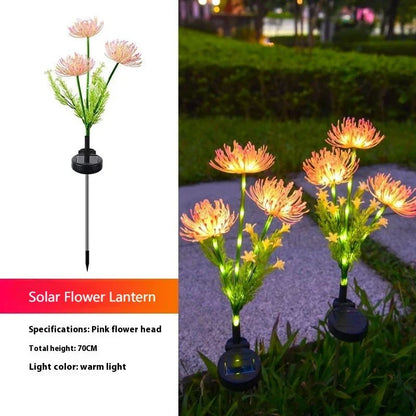 LED Solar Red Magic Lily Xmas Lights with 3 Heads Glowing Flowers Stems Outdoor Seashore Yard Garden Lawn Decoration Flower Lamp