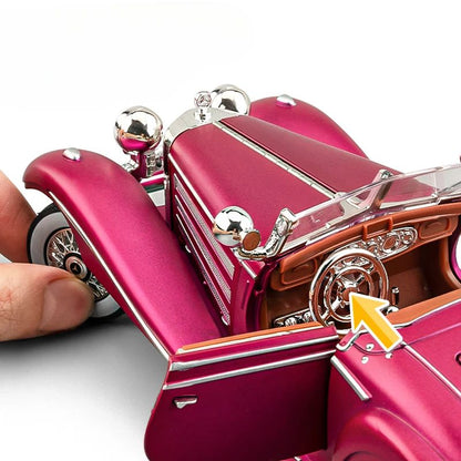 Simulação 1/24 Escala Benz 500K 1936 Clássico Modelo Carro Vintage Com Caixa de Exibição Presente de Aniversário Menino Coleção Miniatura Carro