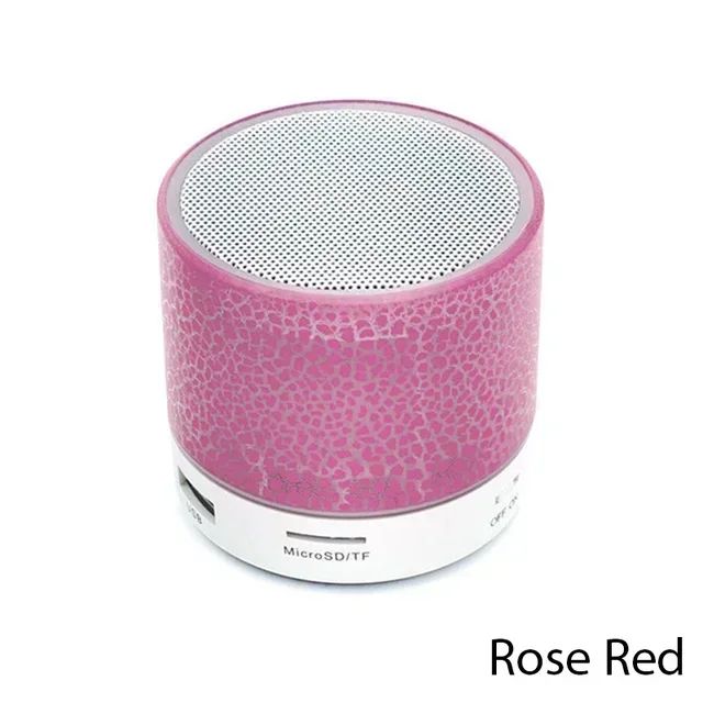 Mini alto-falante Bluetooth sem fio com LED rachado, cartão SD, USB, subwoofer, portátil, MP3, coluna de som para PC e celular
