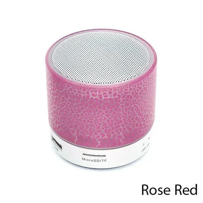 Mini alto-falante Bluetooth sem fio com LED rachado, cartão SD, USB, subwoofer, portátil, MP3, coluna de som para PC e celular