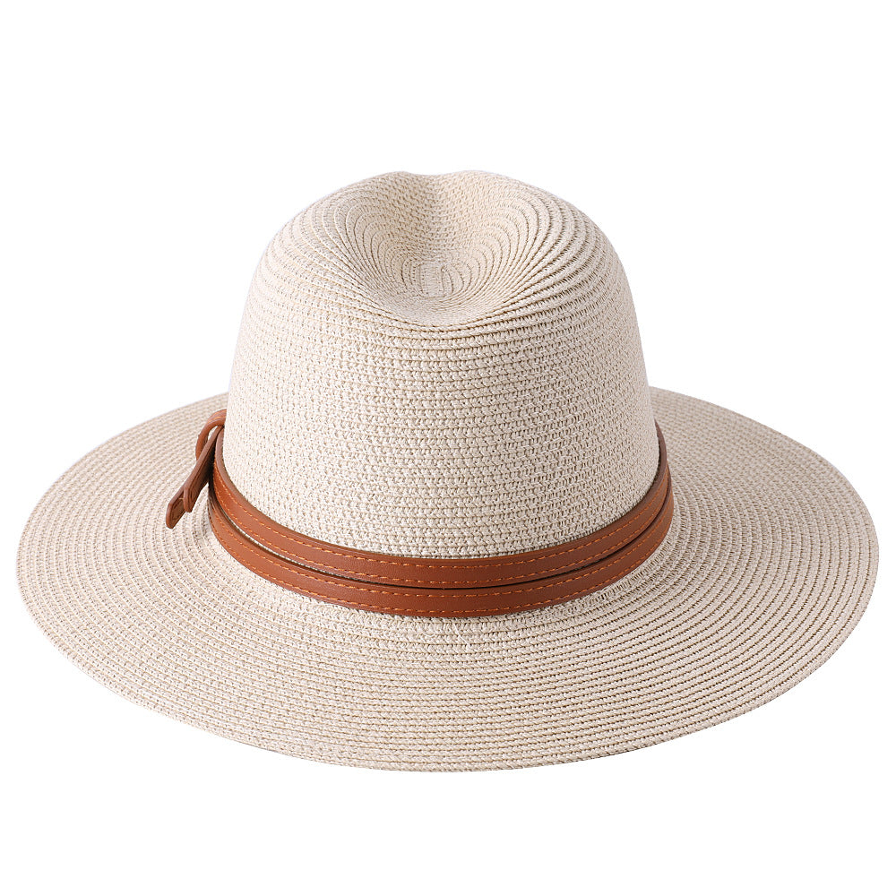 Large Size 56-58 59-60cm New Natural Panama Straw Hat Summer Men Women Wide Brim Beach UV Protection Fedora Sun Hat Wholesale
