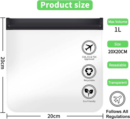 1pc Transparent toilet bag, portable travel essentials, flight makeup liquid leak proof, resealable EVA cosmetic bag