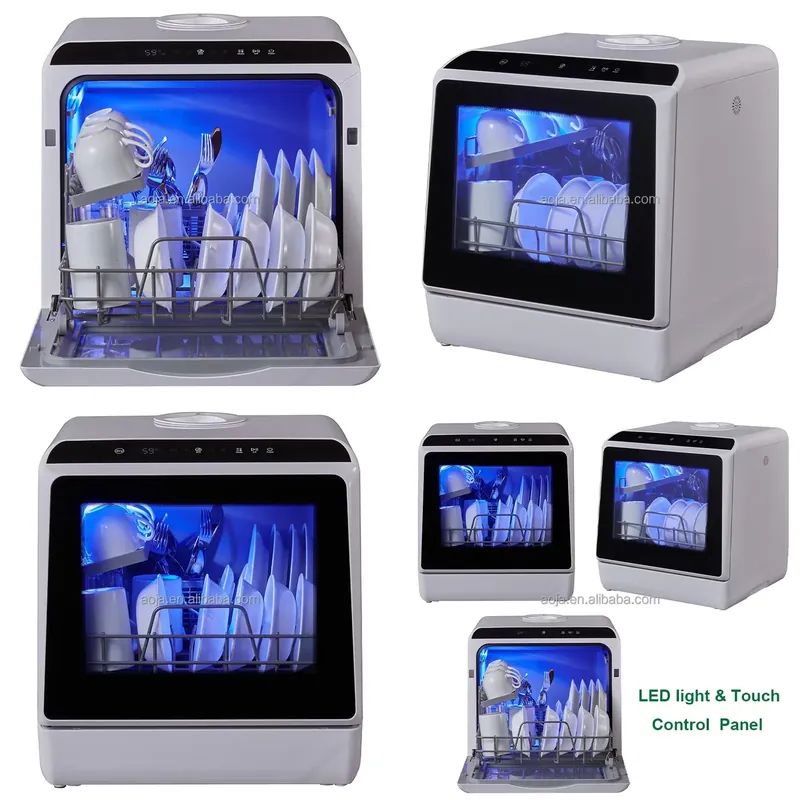 AOJA Portable Mini Dishwasher Compact Countertop Automatic Home Kitchen Appliance Small Space Saving Tabletop Washer Cleaner