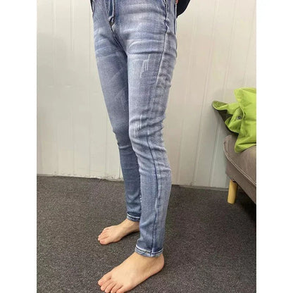 Winter Women Chic Fleece Thermal High Waist Jeans Lady Snow Warm Plush Denim Pants Girls Classic Fashion Straight Leg Trousers