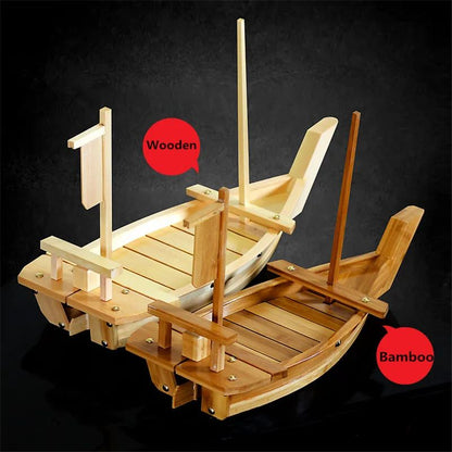 Barcos de Sushi Grande Culinária Japonesa de 40cm a 90cm Bandeja de Sashimi Variado Prato Frio Ferramenta para Frutos do Mar Madeira Restaurante Feito à Mão navio