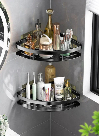 No Drill Wall Corner Bathroom Shelf Corner Shelf Storage Organizer Shower Shelf Shampoo Makeup Bathroom Accessories Towels Rack