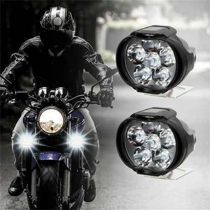6 LED Motorcycle Auxiliary Headlight Spotlights Work Light High Brightness Waterproof Scooters Autocycle Car Headlight Bulbs