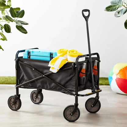 Collapsible Folding Heavy Duty Utility Wagon for Outdoor Sports, 265 pounds Weight Capacity, Camping, Garden, and Shopping=