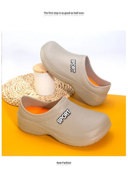 2025 New Kitchen Shoes Non-Slip Oil-Resistant Chef Rain Shoes Restaurant Food Work Shoes Comfortable EVA Material for Men